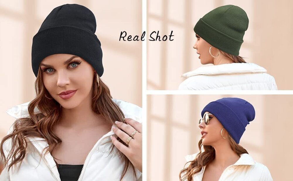 4085 Winter Knit Beanie and Satin Lined Cable Thick Chunky Cap Cuff Beanie - Picture 6 of 6